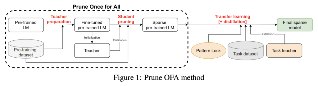 Figure 1 from Intel’s Prune Once for All paper detailing the methods used for creating the sparse BERT-Large models.