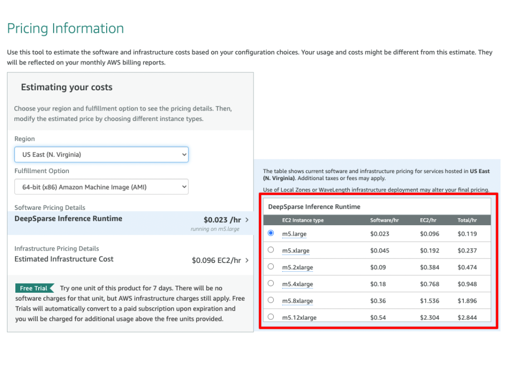 DeepSparse Runtime on AWS Marketplace - Pricing